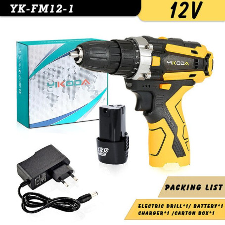12/16.8/21V Cordless Drill Rechargeable Electric Screwdriver Lithium Battery Household Multi-function 2 Speed Power Tools