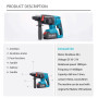 20V Brushless Electric Hammer Impact Drill 10000BPM Cordless Rotary Hammer Rechargeable Punching Machine For Makita Battery