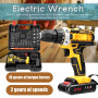 21V Cordless Electric Drill Brush Motor 2 Speeds Adjustment 18 Gears of Torque Adjustable Holes Drilling Machine  Power Tool