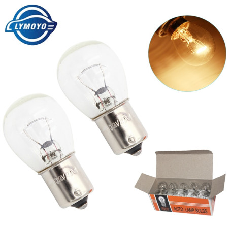 1156 P21W BA15S 10pcs car warm white halogen lamp 12v 21W reverse lights brake bulbs Stop Light Rear Turn Signal DRL 12v