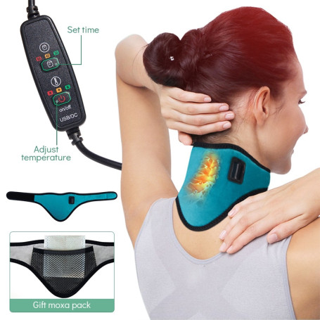 Electric Heating Neck Brace Cervical Vertebra Fatigue Therapy Reliever  Neck Pain Relieve Strap Moxibustion Health Care Tool