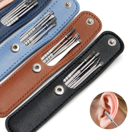 6PCS Ear Cleaner Wax Removal Tool Curette Cleanser Spoon Health Care Earpick