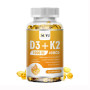 Whole Plant Based Vitamin D3+K2 Vegetarian Capsules Support Heart Bone & Teeth Immune Health Super Absorb Anti-Aging