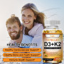 Vegan Vitamin D3+K2 Capsule Regulate Calcium Metabolism Prevent Fractures Promote Bone Health Heart& Immunity System Support