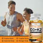 Vegan Vitamin D3+K2 Capsule Regulate Calcium Metabolism Prevent Fractures Promote Bone Health Heart& Immunity System Support