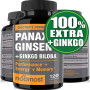Ginseng Root Extract Powder + Ginkgo Biloba 60mg, Men's & Women's Energy Focus, Support Endurance, Anti-Fatigue