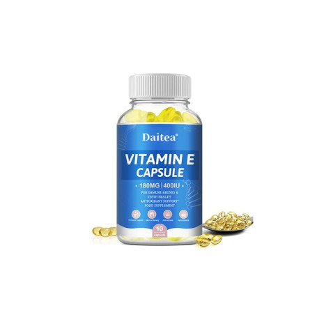 Natural vitamin E capsules support bone health, vision, hair and nail health, anti-aging, beauty whitening skin care