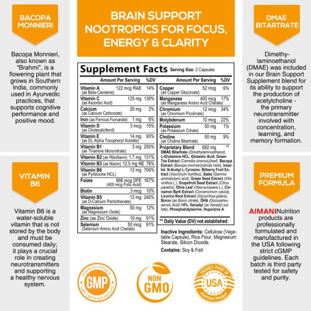 Premium Nootropic Brain Booster Supplement Enhance Focus Improve Memory Mental Enhancement Pills for Neuro Energy amp IQ Ginkgo