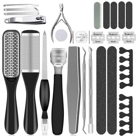 25 in 1 Professional Pedicure Kit Professional Pedicure Tools Set-Foot Rasp Foot Dead Skin Remover for Home&Salon Care Tools Set