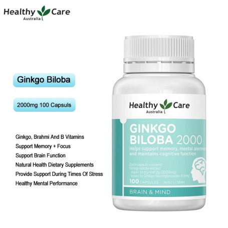 Ginkgo Biloba 100 Capsule Brahmi Vitamin B for Brain Cognitive Function Healthy Mental Performance When Stress Times