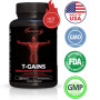 T-GAINS - Anabolic Level Booster with Tongkat Ali, Horny Goat Weed, Natural Potent Men's Bodybuilding Supplement
