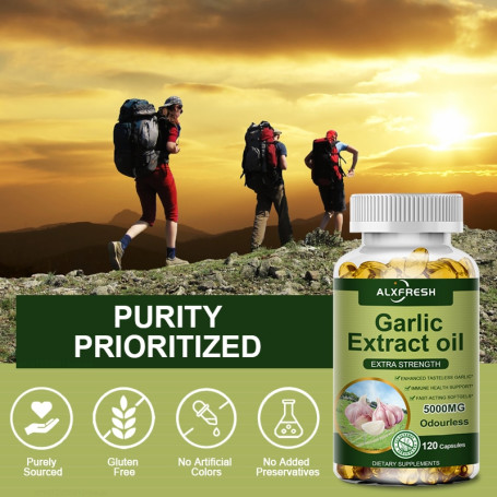 Alxfresh 3 Box Organic Garlic Extract Capsule for Cardiovascular Health Increase Glutathione Level Cellular Detox Support Immune