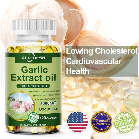Alxfresh 3 Box Organic Garlic Extract Capsule for Cardiovascular Health Increase Glutathione Level Cellular Detox Support Immune