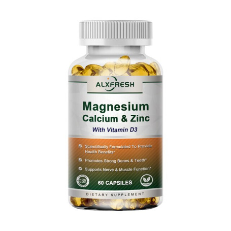 Alxfresh Calcium Magnesium Zinc Capsule Vitamin D3 for strong Bones Teeth Helps Support Healthy Heart Nerve Circulatory Function