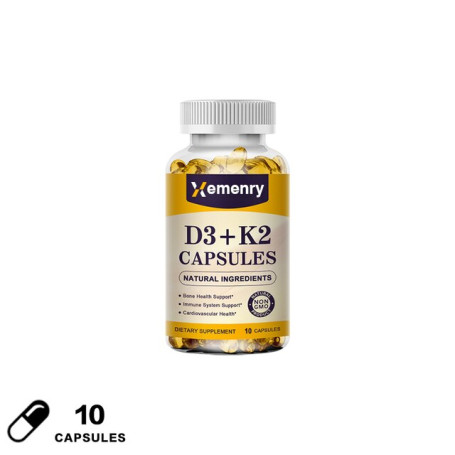 Vitamin D3 K2 120 Capsules Helps Strengthen Immunity, Heart, Joints & Bones, D3 K2 Multivitamin Capsules