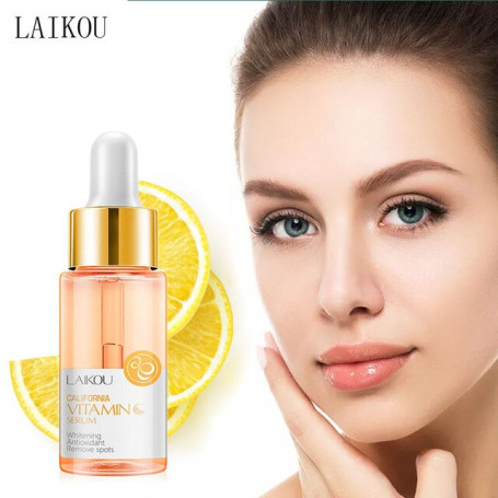 LAIKOU Vitamin C Whitening Facial Serum Remove Dark Circles Fade Freckles Spots Melanin Moisturizing Brightening Face Essence