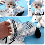Silver Jumpsuit For Dogs Thick Pet Hoodie Parka Winter Dog Clothes Warm Four Legs Overalls for Dogs Cotton Cat Dog Onesie S-XXL