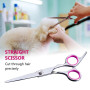 Grooming Scissors for Dogs Cats 6 Inch Flat Cut Safety Round Tips Curved Blade Scissor Sharp Hairdressing Pet Cough Scissors