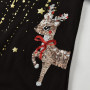 VIKITA Girls Dress Kids Elk Reindeer Sequins Appliqued Dresses Long Sleeve Dress with Bow Knot Kids Cotton Children Clothes