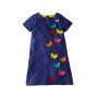 DXTON Girls Butterfly Embroidery Dress Infantil Vestidos for Summer Kids Short Sleeve Cotton Casual Dresses Children Clothing
