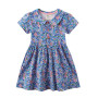 Jumping Meters Princess Floral Girls Dresses Hot Selling Flowers Print Children's Cotton Clothing Short Sleeve Summer Kids Frock