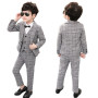 Baby Boys Blazer Suit Vest Pants Children Wedding Plaid Suits Formal Kids Festive Costume Dress School Uniform Clothes