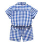 Summer New Fashion Plaid Tops Blouse  Short Sleeve Cotton Clothes  Kids Clothing Little Boy Shirt Suit 2-7 Year