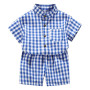 Summer New Fashion Plaid Tops Blouse  Short Sleeve Cotton Clothes  Kids Clothing Little Boy Shirt Suit 2-7 Year