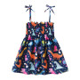 Sleeves Summer Girls Dress Dinosaur Print Sandbeach Dress Kids Dancing Dress Children Clothes 2-7 Years