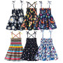 Sleeves Summer Girls Dress Dinosaur Print Sandbeach Dress Kids Dancing Dress Children Clothes 2-7 Years