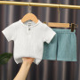 0-5Y Baby Summer Sets Solid Cotton Linen T-shirts+Elasctic Shorts Kids Clothes Casual Clothing Sets for Children Outfit Set