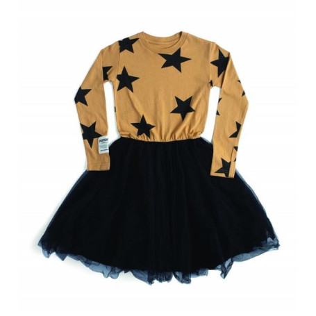 nununu autumn and winter children's print star swing skirt gauze skirt sweater dress