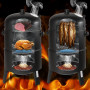 3in1 BBQ Charcoal Grill Barbecue Smoker Smoker Barrel Smoker Grill with Thermometer - 3 in 1 Smoker Barrel