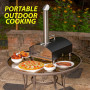Outdoor Pizza Oven Portable Camping 2-in-1 Pizza and Grill Oven,Charcoal or Hardwood Pellets Heated ,With 13"Square Pizza Stone