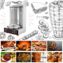 EU Stock 50-300 °C Kebab Machine Electric Vertical Broiler Gyro Grill Machine With Temperature Adjustment Switch  2 Burners