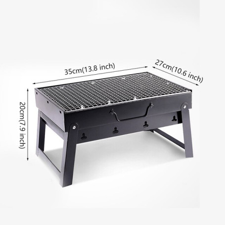 Portable Charcoal Grill and Smoker Mini Foldable BBQ Grill Tabletop for Outdoor Camping Picnic Cooking Garden Beach Party