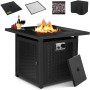 28" Gas Fire Pit Table Square Propane Fire Pit 50,000BTU Outdoor Patio Gas Fireplace Table W/ Cover BBQ Grill