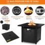 28" Gas Fire Pit Table Square Propane Fire Pit 50,000BTU Outdoor Patio Gas Fireplace Table W/ Cover BBQ Grill