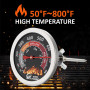 KT THERMO Grill Thermometer Barbecue Charcoal Smoker Temperature Gauge Grill Pit Replacement Thermometer for BBQ Meat Cooking