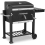 Charcoal BBQ, enameled trolley grill, BBQ cart, 113x53,5x100 cm, with opener, thermometer, removable ashtray, Hook shelves and c