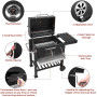 Charcoal BBQ, enameled trolley grill, BBQ cart, 113x53,5x100 cm, with opener, thermometer, removable ashtray, Hook shelves and c