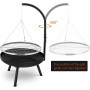 Femor Ø65cm Outdoor BBQ Fire Pit Bowl Tripod Hanging Swivel Grill Adjustable for Camping  Portable Grill