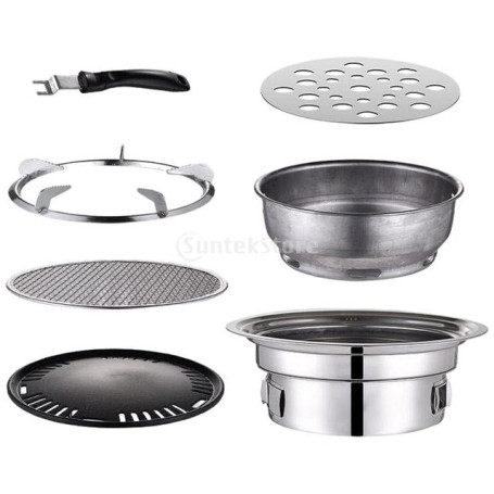 Korean Charcoal Barbecue Grill Non-stick for Home Kitchen Outdoor Garden Barbecue Stove