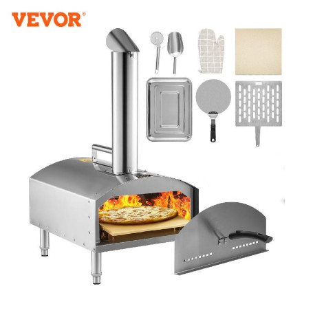 VEVOR 12" Portable Pizza Oven Wood Fired Food Grade Stainless Steel for Outdoor BBQ Picnics Baking Pizza, Bread, Shrimp, Sausage