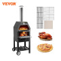 VEVOR 12" Wood Fried Pizza Oven with Wheels & Handle Labor-Saving 2-Layer Portable for Backyard Camping Site Park Outdoor Baking