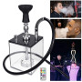 Portable RGB LED Light Base Smoking Pipes Acrylic Hookah Set Shisha Box Silicone Hose Remote Control Nargile