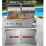 build-in stainless steel 304 BBQ GRILL  outdoor gas and charcoal BBQ grill ,double BBQ grill