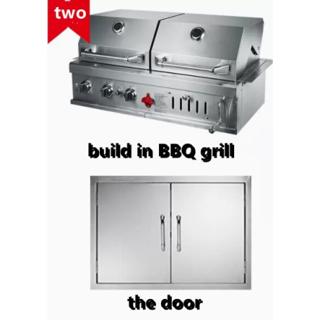 build-in stainless steel 304 BBQ GRILL  outdoor gas and charcoal BBQ grill ,double BBQ grill