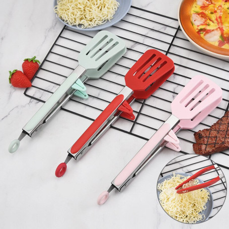 9inch Stainless Steel Silicone Food Clamp Non-slip Kitchen Service Clamp Restaurant Food Clamp Barbecue Salad Tool Kitchen