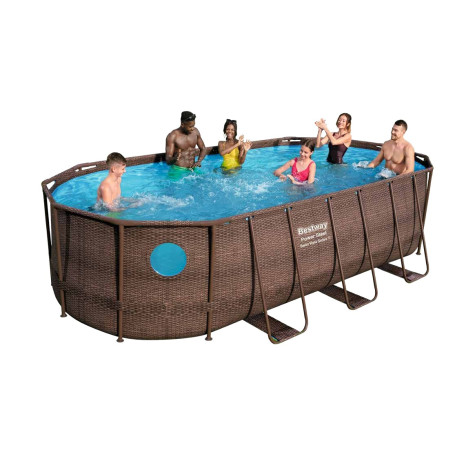 4.27x2.5x1m Power Steel Oval Swim Vista Frame Pool 14'x8'2"x39.5" Rattan Pool wz See-Through Water-Tight Windows